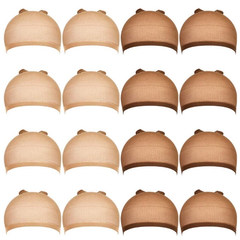♥️ 16 pack MIXED Brown Nylon Wig Caps * NEW